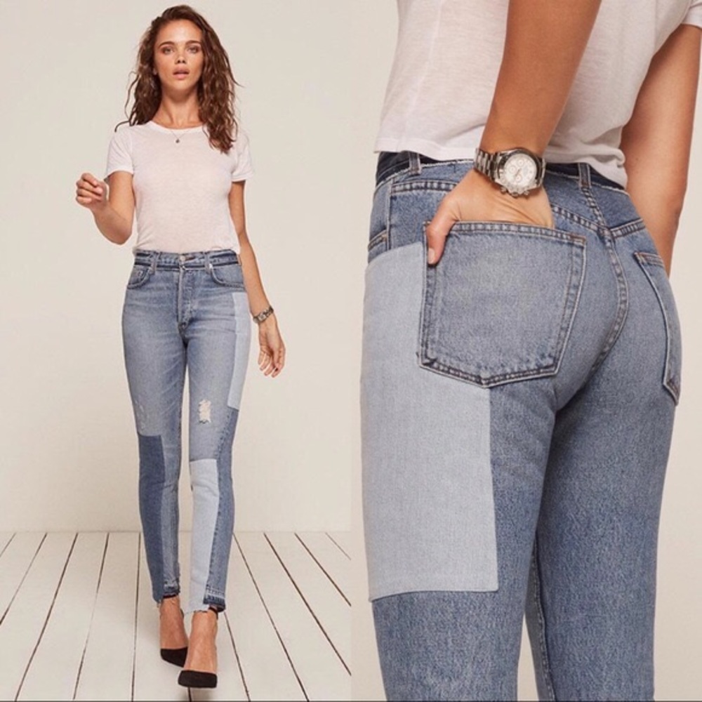 Reformation Skinny Patch Jeans SIZE 23